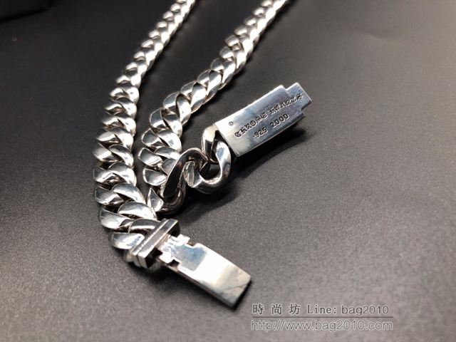 chrome hearts銀飾 925純銀 純手工製作染黑拋光 克羅心鎖骨項鏈  gjc1547